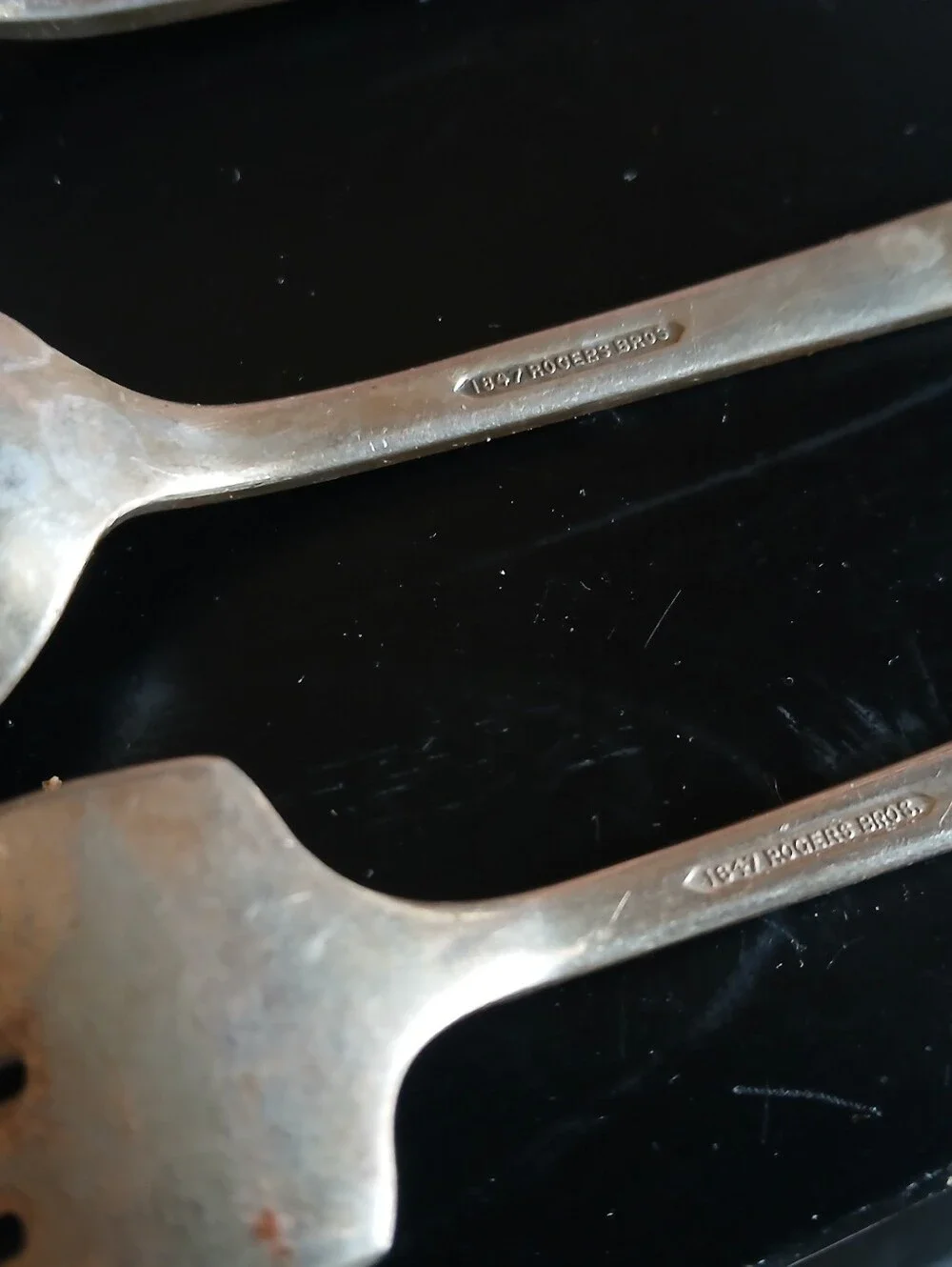 Vintage 1847 Rogers Bros Silver-Tone Flatware Serving Spoons and Fork